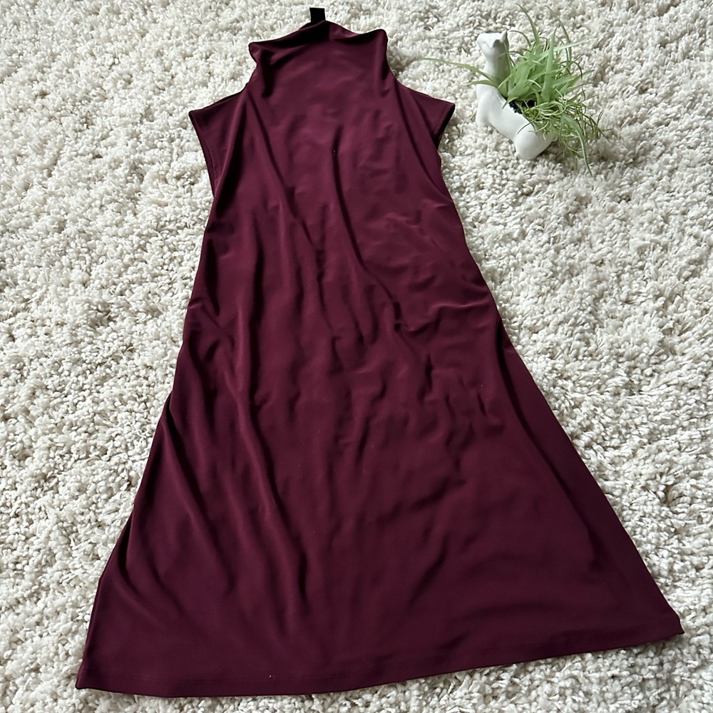Halogen silky maroon fall turtleneck short red evening cocktail party dr… - Picture 5 of 5